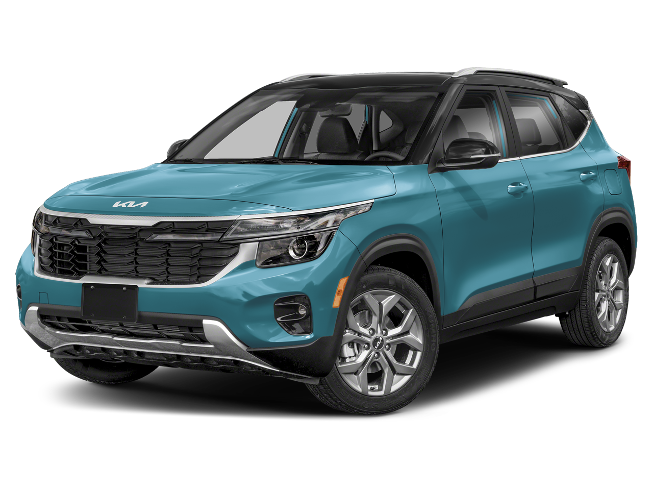 2026 Kia Seltos S in Pluton Blue/Black Roof — front three-quarter view