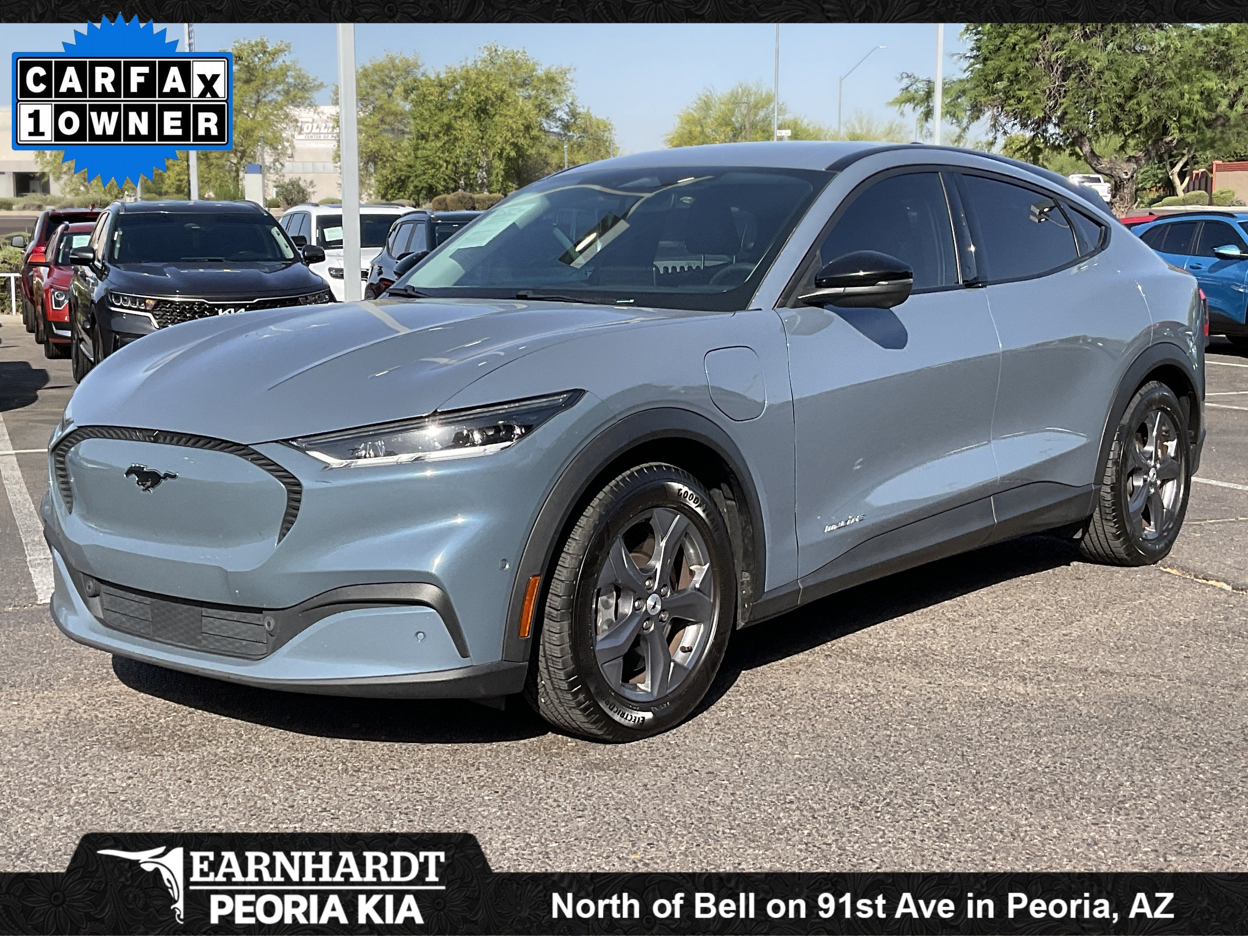 2023 Ford Mustang Mach-E Select in Carbonized Gray Metallic — front three-quarter view