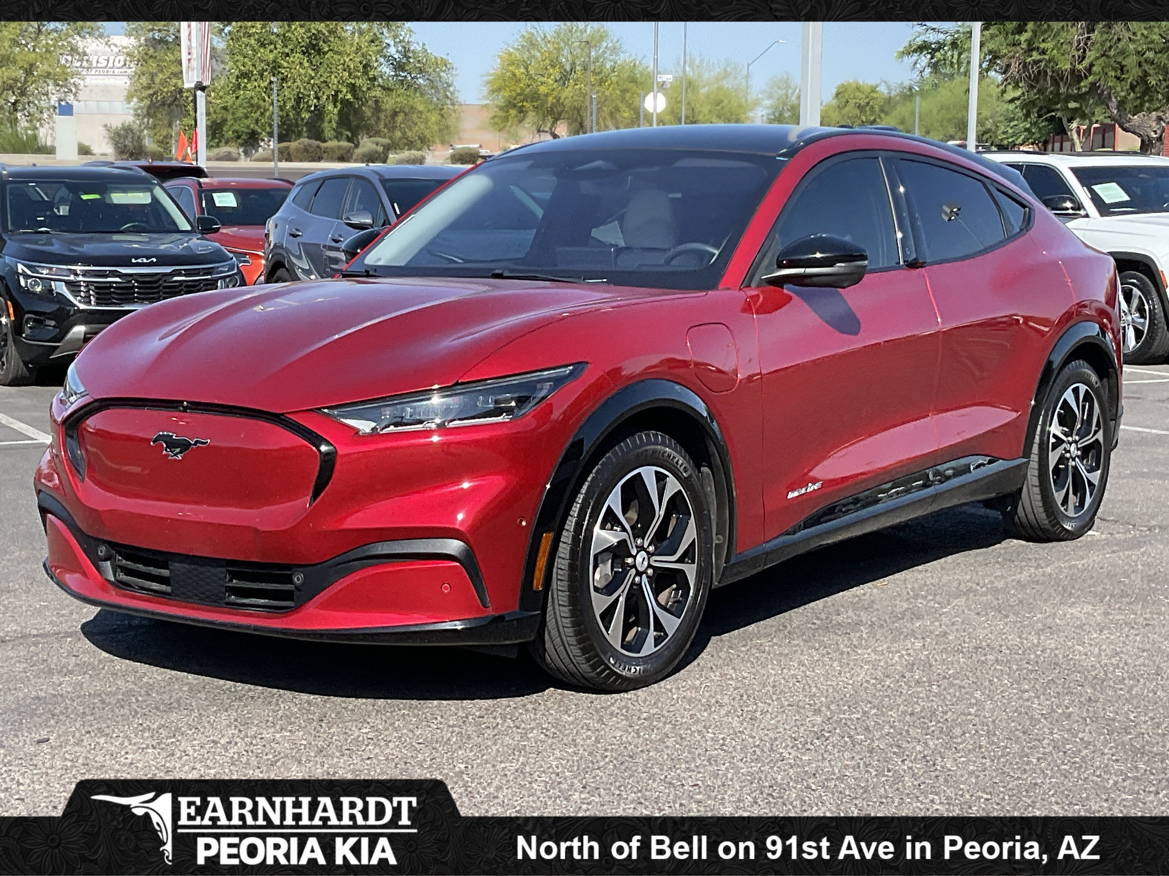 2023 Ford Mustang Mach-E Premium**1 OWNER CLN CF** in Rapid Red Metallic Tinted Clearcoat — front three-quarter view