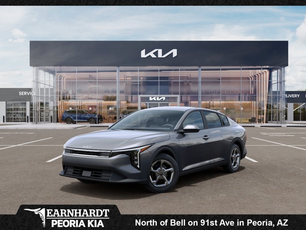 2026 Kia K4 LXS in Steel Gray — front three-quarter view