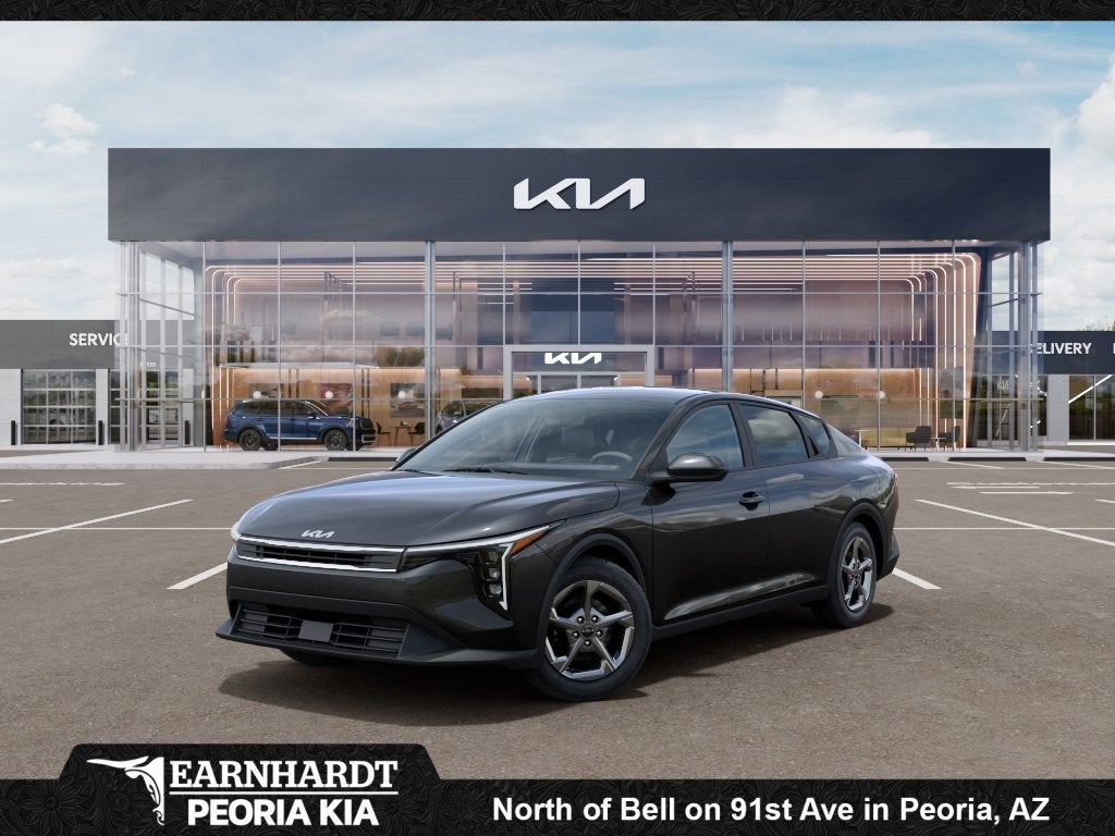 2026 Kia K4 LXS in Interstell Gray — front three-quarter view