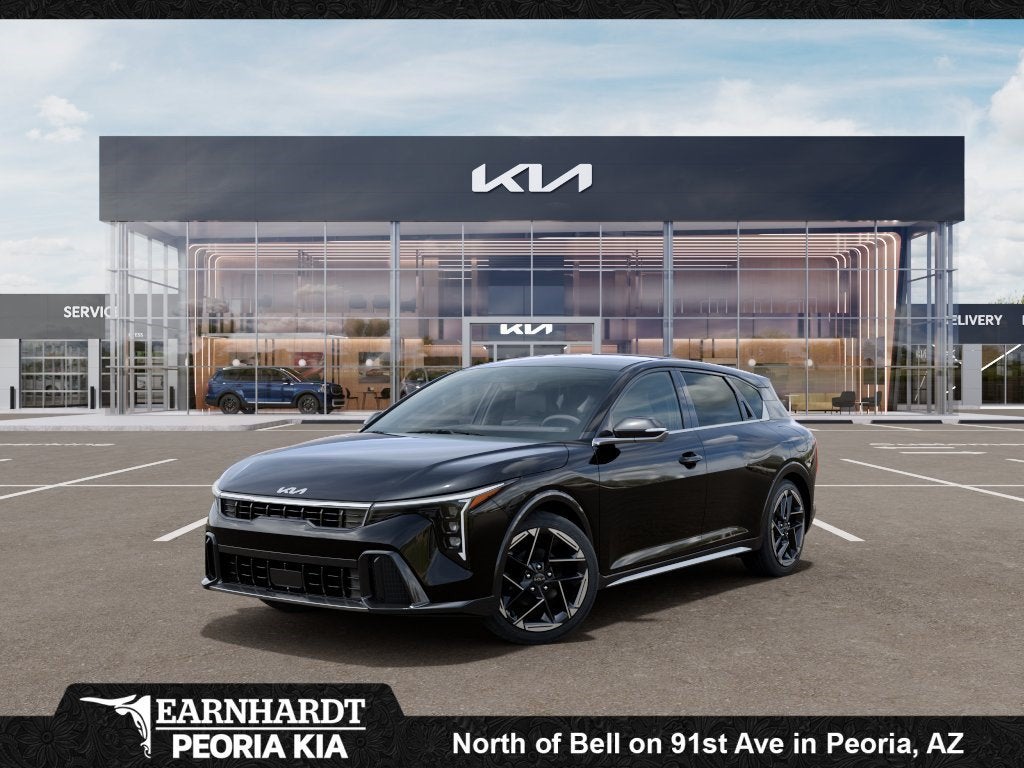 2026 Kia K4 Hatchback GT-Line in Aurora Black — front three-quarter view