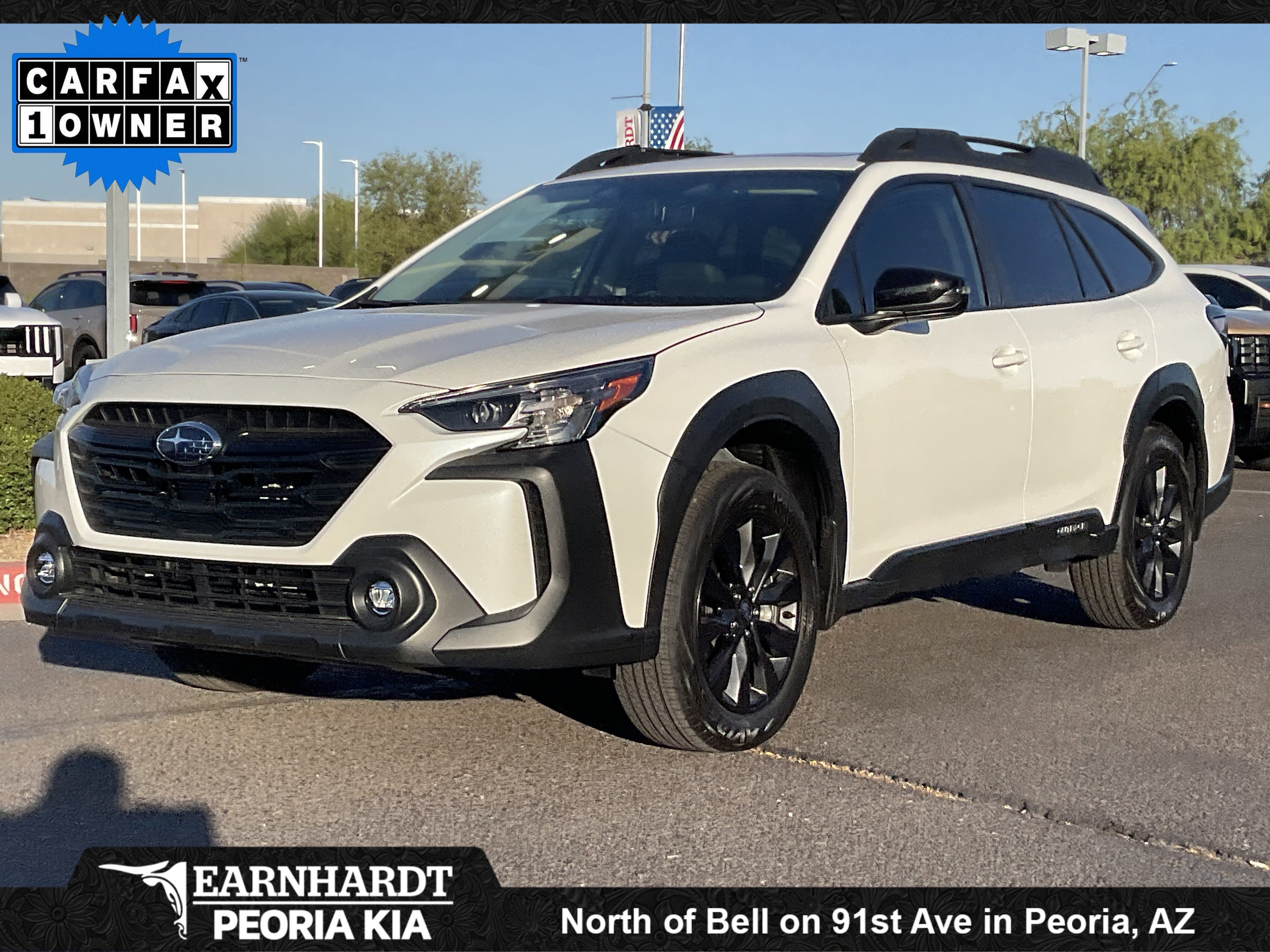 2025 Subaru Outback Onyx Edition in Crystal White Pearl — front three-quarter view