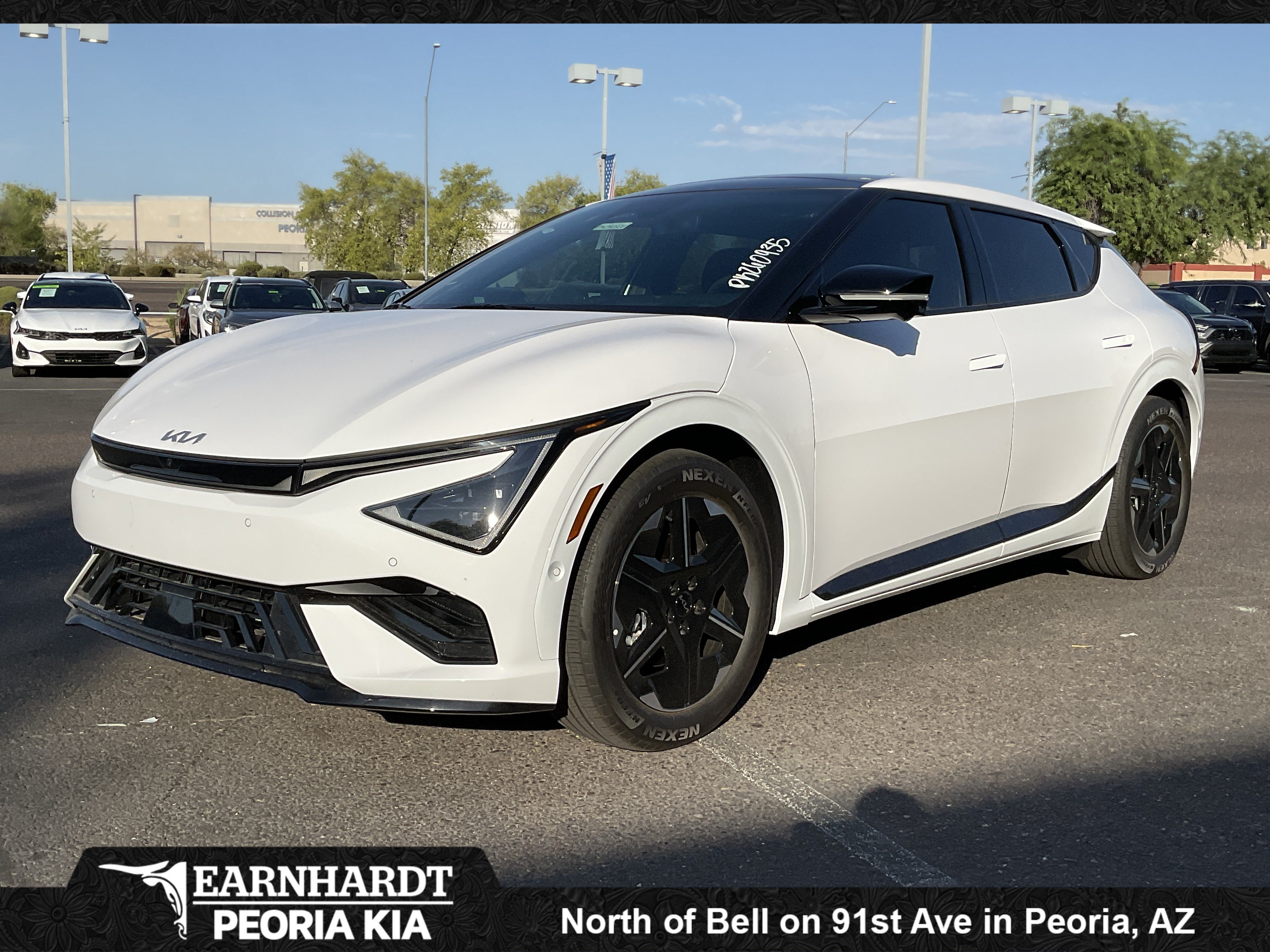 2026 Kia EV6 GT-Line in Glacial White — front three-quarter view