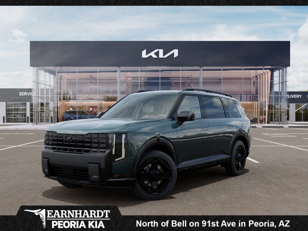 2027 Kia Telluride X-Line EX in Black Jade Green — front three-quarter view