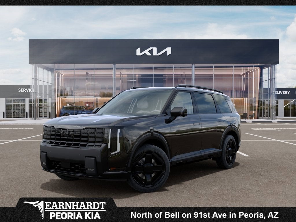 2027 Kia Telluride X-Line SX in Ebony Black — front three-quarter view