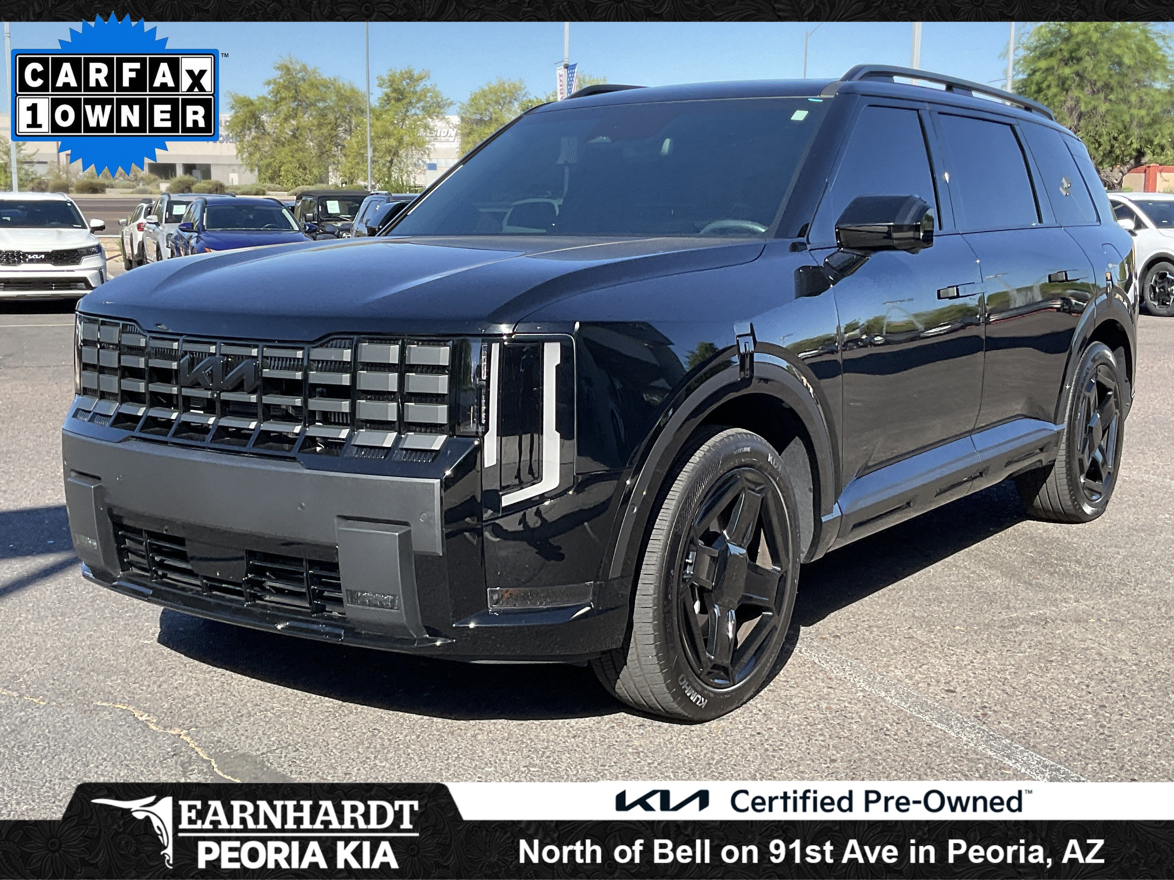 2027 Kia Telluride X-Line SX-Prestige*1 OWNER CLEAN CARFAX in Ebony Black — front three-quarter view