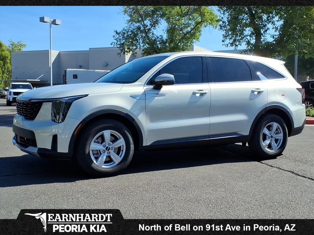 2026 Kia Sorento LX in Ivory Silver — front three-quarter view