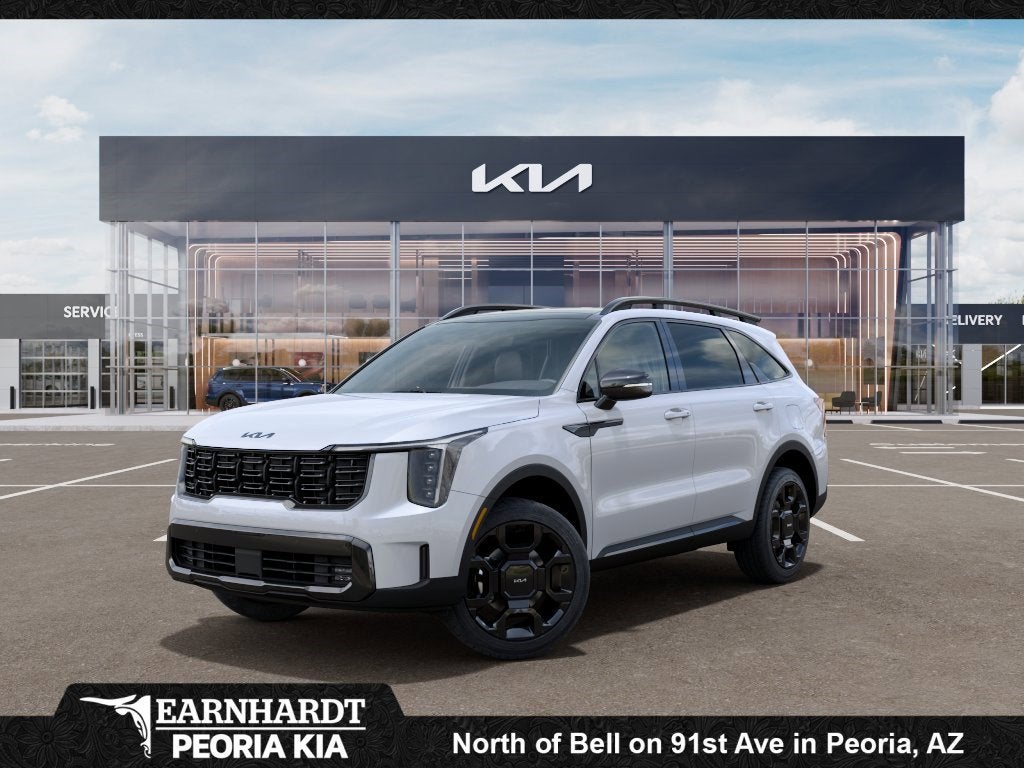2026 Kia Sorento X-Line EX in Glacial White Pearl — front three-quarter view
