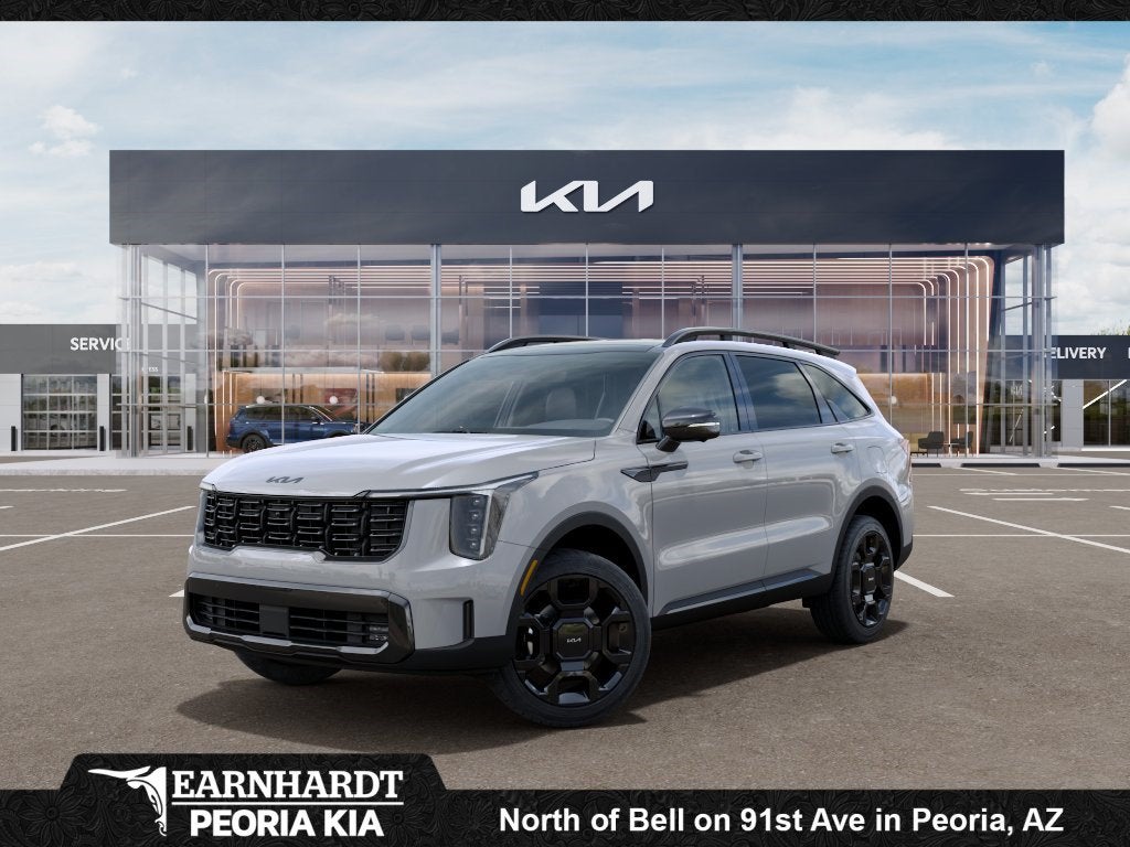 2026 Kia Sorento X-Line SX Prestige in Wolf Gray — front three-quarter view