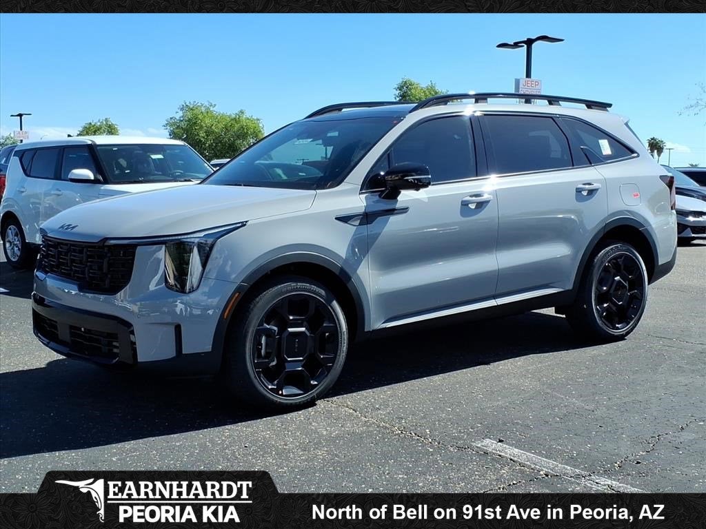 2026 Kia Sorento X-Line SX Prestige in Wolf Gray — front three-quarter view