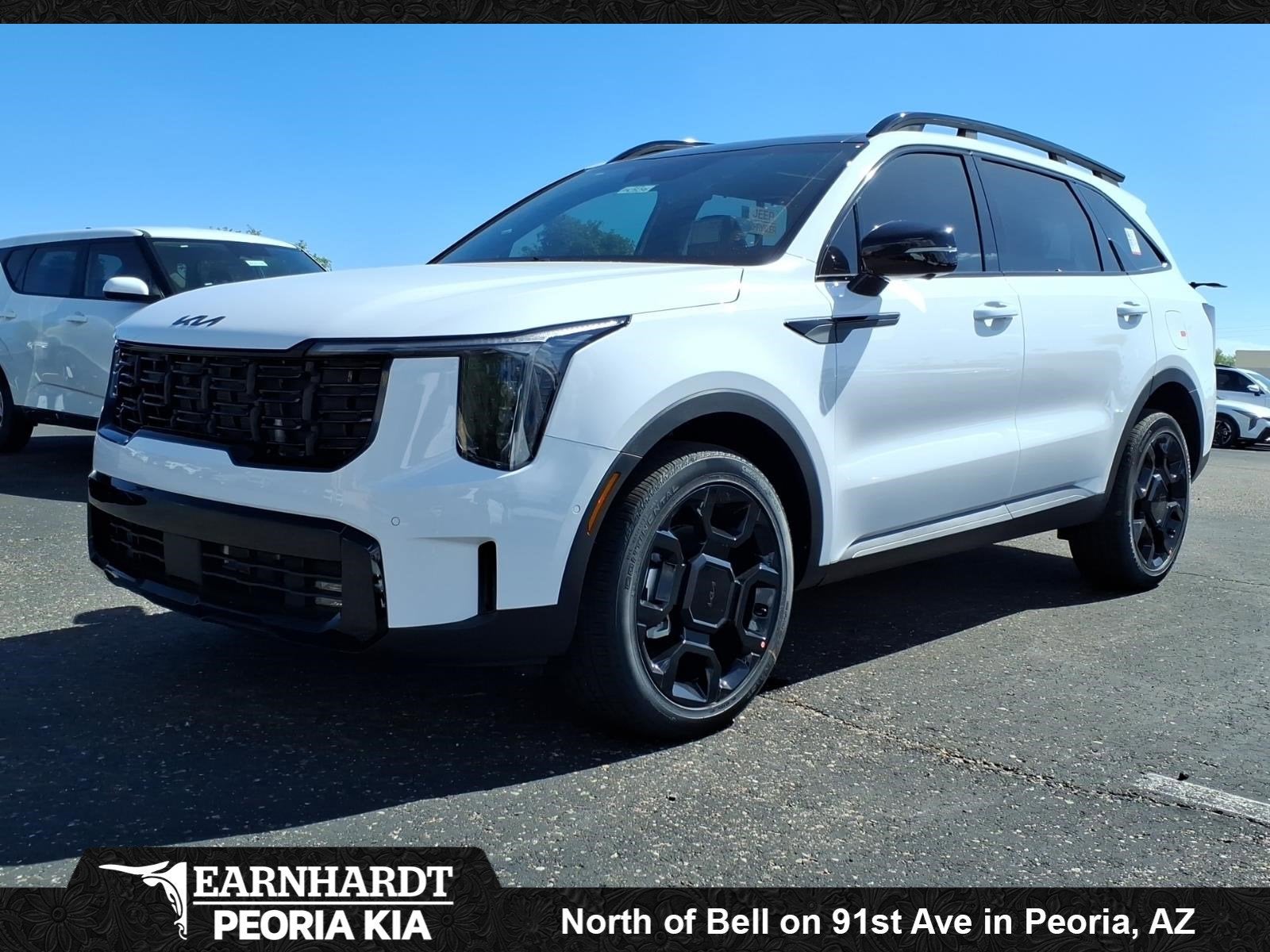 2026 Kia Sorento X-Line SX Prestige in Glacial White Pearl — front three-quarter view