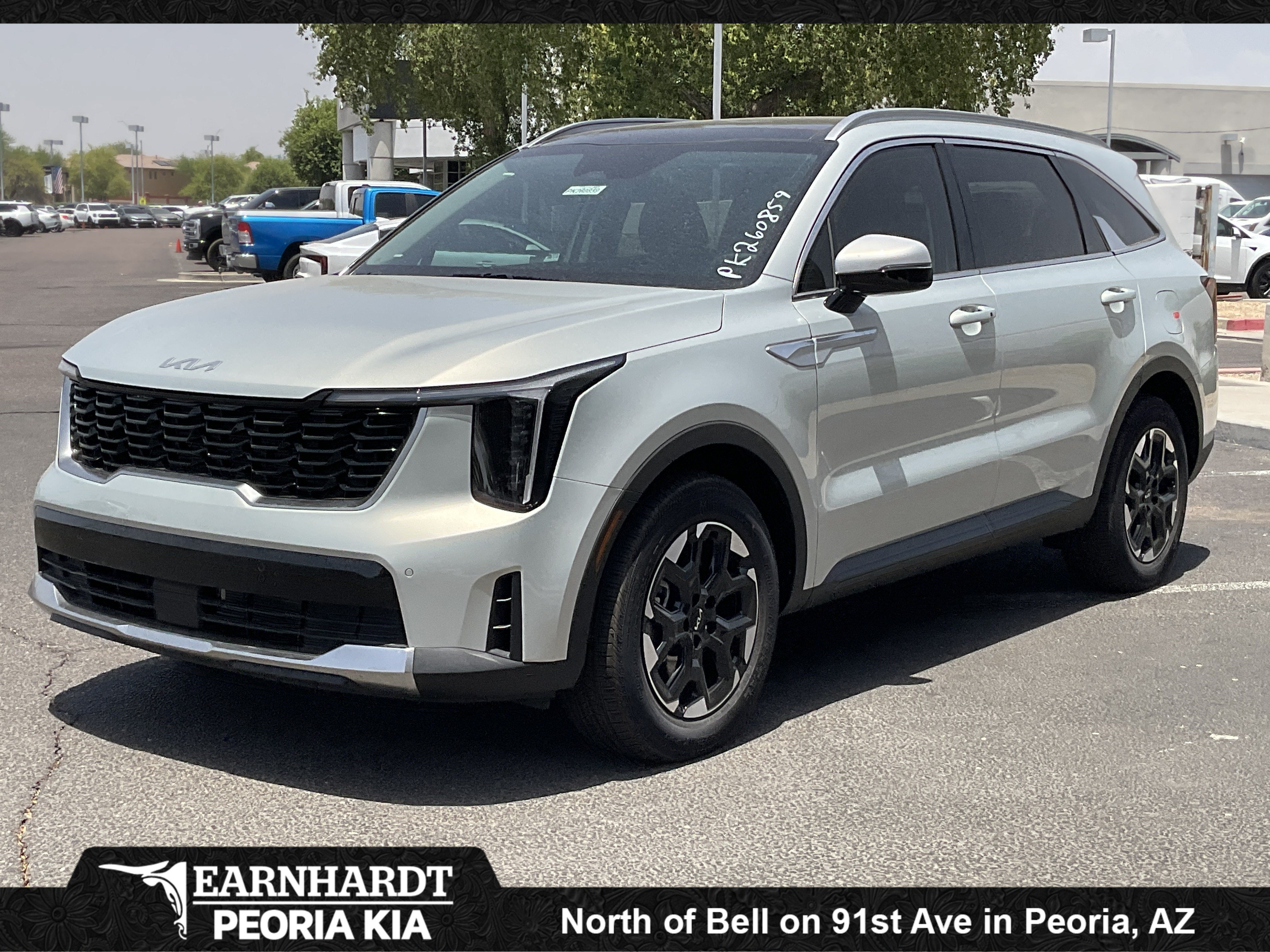 2026 Kia Sorento S in Ivory Silver — front three-quarter view