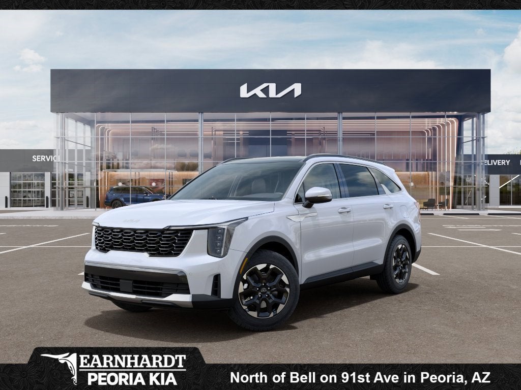 2026 Kia Sorento S in Glacial White Pearl — front three-quarter view