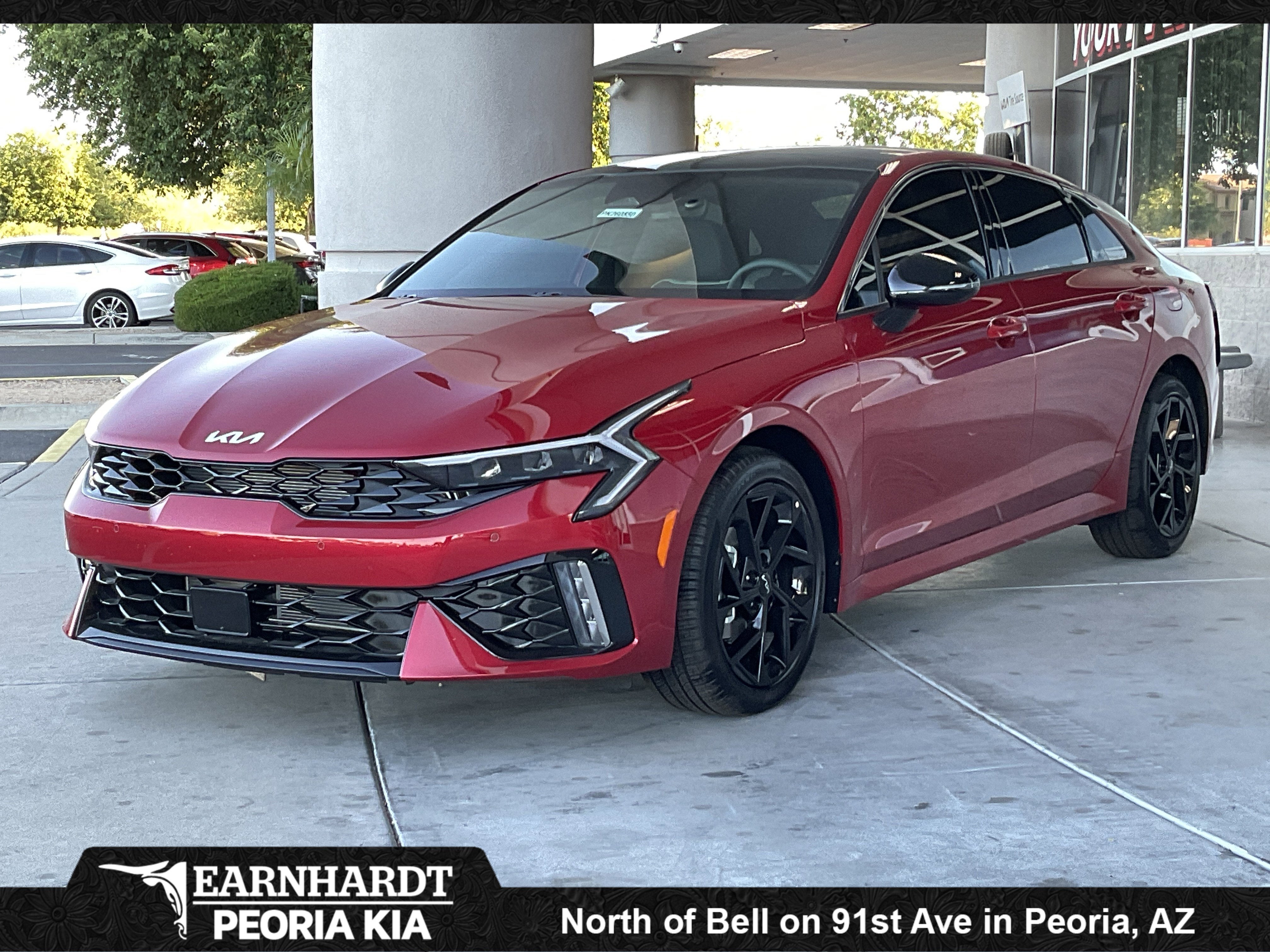2026 Kia K5 GT-Line in Runway Red — front three-quarter view