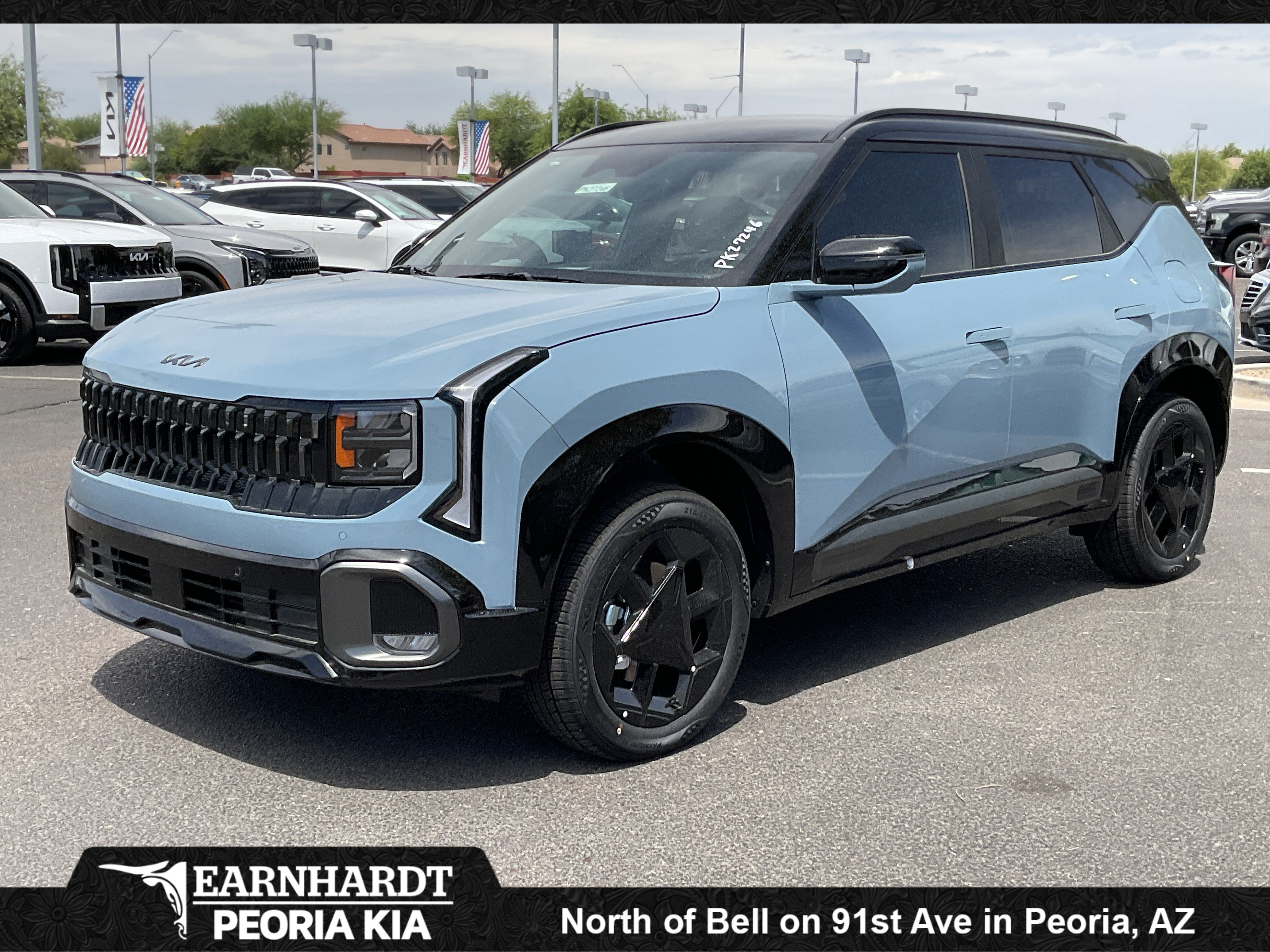 2027 Kia Seltos X-Line S in Frost Blue — front three-quarter view