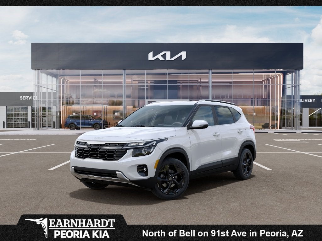 2026 Kia Seltos EX in Snow White Pearl — front three-quarter view