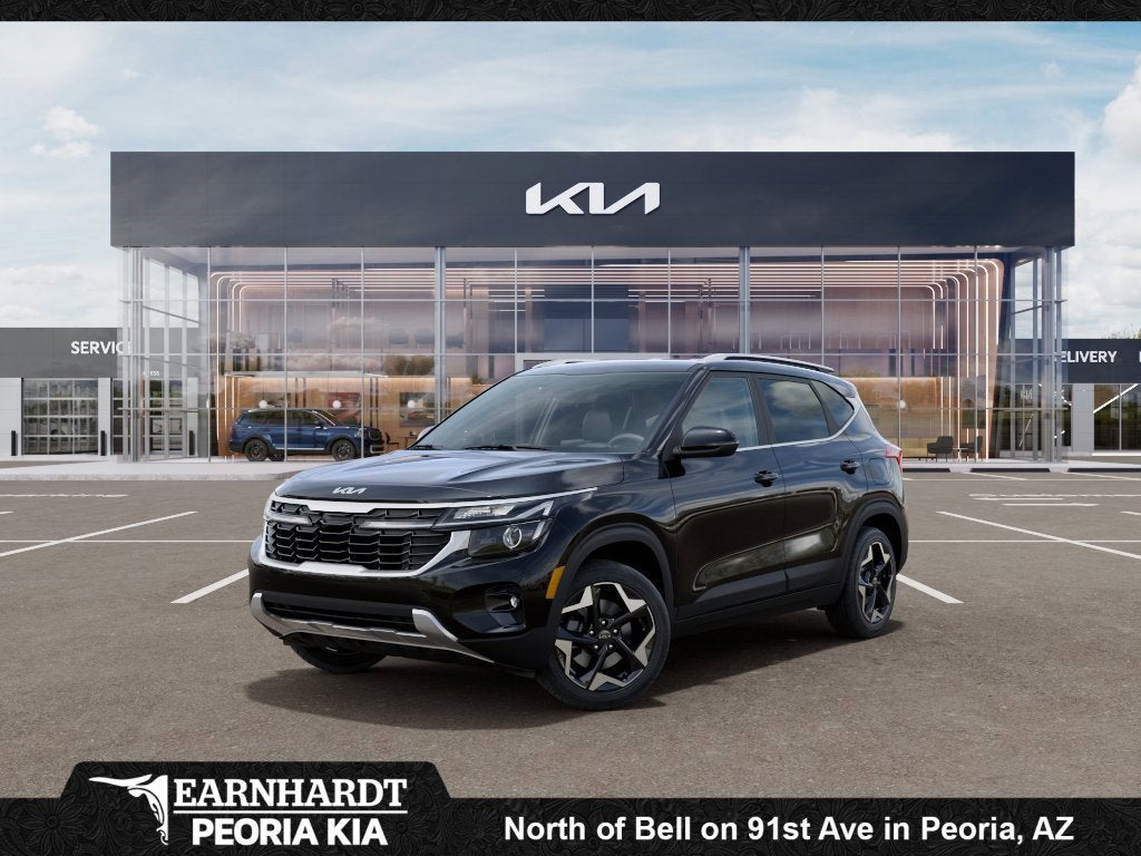 2026 Kia Seltos EX in Fusion Black — front three-quarter view