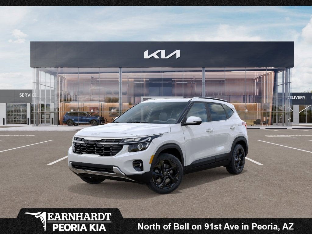 2026 Kia Seltos EX in Snow White Pearl — front three-quarter view