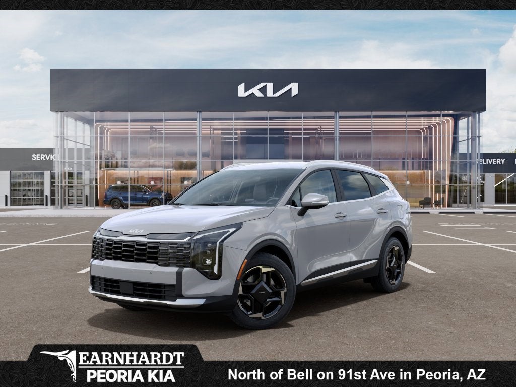 2026 Kia Sportage Hybrid EX in Wolf Gray — front three-quarter view