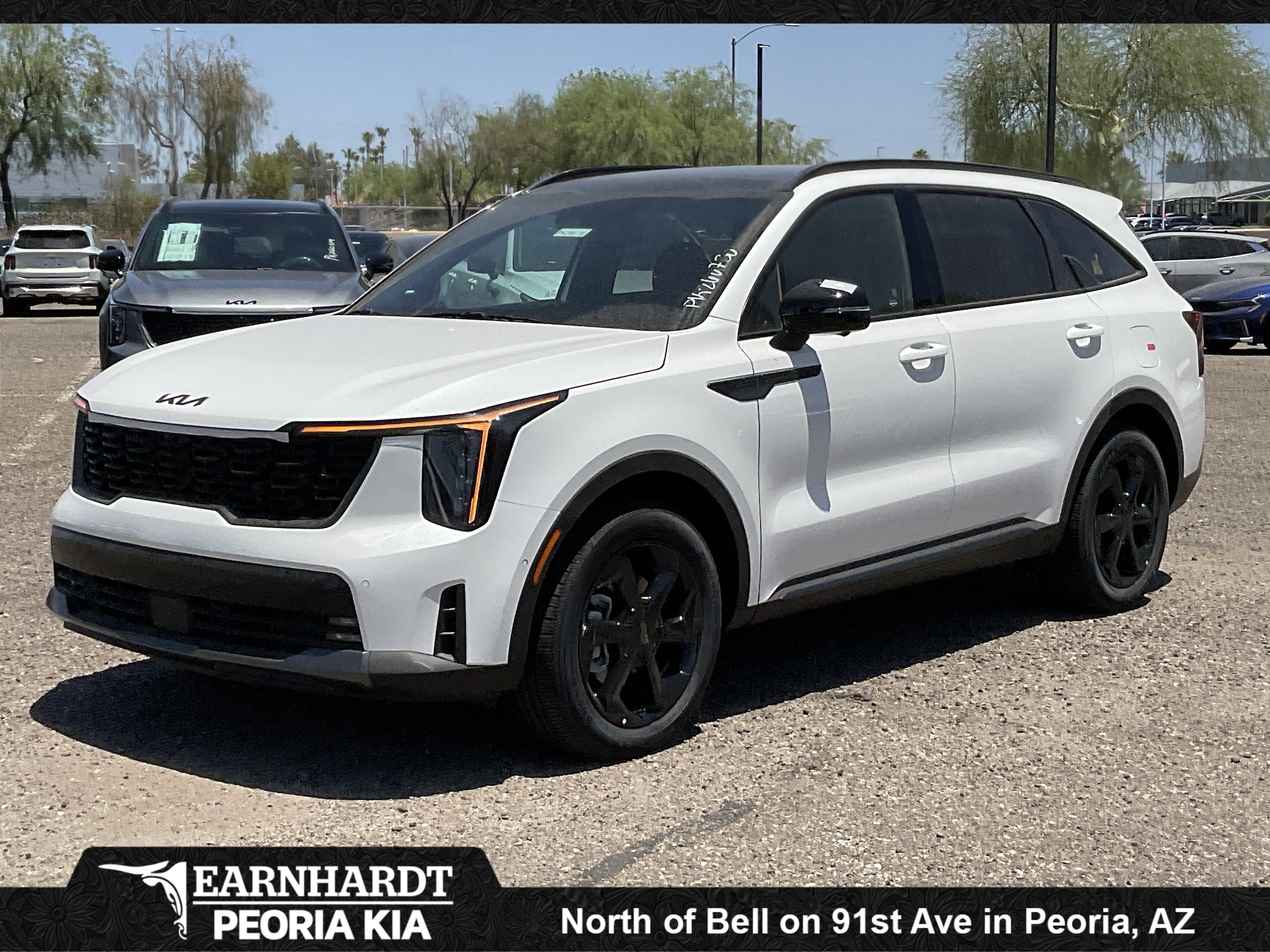 2026 Kia Sorento Hybrid X-Line SX Prestige in Snow White Pearl — front three-quarter view